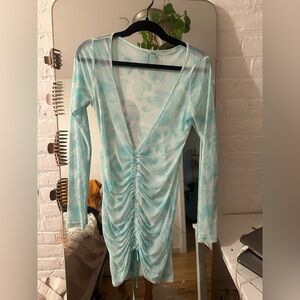 Blue mesh beach cover up
